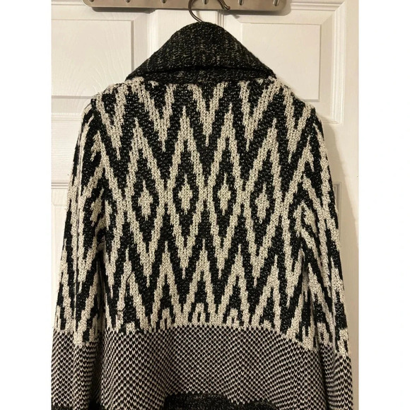 LUCKY Brand Stargazer Aztec Wool Shawl Cardigan Sweater Open Front sz M - Picture 14 of 15